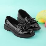 Lilley Girls Shoes Black Kids School Loafer Slip On Patent Chunky SIZE