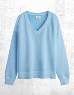 Womens HUSH Sweatshirt Long Sleeve Women's April V-Neck Cotton Sky Blue