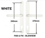 UPVC Door Handles 92PZ Fab & Fix Blenheim Sprung White  240mm centres 270mm long