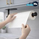 Paper Towel Holder Wall Mount Black Stainless Steel Self Adhesive Rack