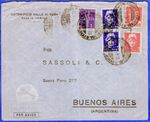 ITALY, 1939, AIR MAIL COVER TO ARGENTINA, GOOD POSTAGE