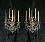 Rare Large Pair 1800s Antique Original Porteiux France Brass Candle Wall Lights