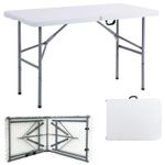 4ft Folding Trestle Table Portable Catering Camping Picnic BBQ Party White