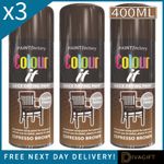 3 x BROWN ESPRESSO GLOSS FINISH SPRAY PAINT 400ML FOR METAL WOOD PLASTIC NEW