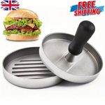 Burger Press Round Stainless Steel Burger Smasher Heavy Duty BBQ Patty Maker Uk