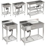 Commercial Kitchen Catering Stainless Steel Sink Single/Double Bowl Drainer Unit