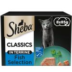 32 x 85g Sheba Classics Adult Wet Cat Food Trays Salmon in Terrine BB-Jan26