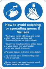 How to avoid spreading or catching germs and viruses safety sign
