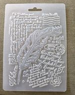 Stamperia  - Craft Mould Sheet, Feather Theme with Script Writing Design Unused
