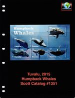 $12.00 Scott Value - 2015 TUVALU Humpback Whales s/s Pacific CV MNH NH UMM