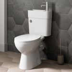 2-in-1 Close Coupled Toilet With Sink On Top Cloakroom Combo Space Saving Unit