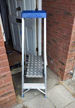 Clow 2-Step Foldable Aluminium Platform Ladder 150kg 2m Reach Silver/Blue