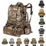 55L Large Rucksack 4 in 1 Outdoor Army Backpack Military Tactical Molle Inferno