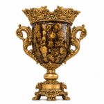 Luxury Decorative Urn Vase Gold Brown Floral Large Ornate Centrepiece Home Décor