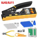 RJ45 Network Tool Kit Cat5/5e Cat6 Ethernet Crimper Pass Through Plug Tester Kit