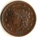 1838 Coronet Head   ** Very Nice Problem Free ** Large Cent