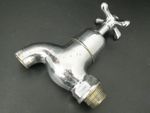 LARGE VINTAGE 1950s CHROMED BRASS SINK TAP, HOT  1" DIA THREAD INLET