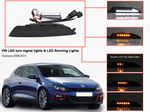 LED DRL Lights w/ Dynamic Indicators for VW Scirocco 2008-14 Smoked Pair