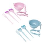 Hair Dye Brush and Bowl 6 Pce Set Salon Tint Mixing Kit Eco Whisk Clips Bleach