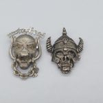 2 x Vintage Motorhead Cast Metal Badges, including Poker P50.