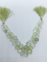 148 CTS PREHNITE GRADUATED FACETED PEARS 6X5 TO 14X9MM 18CM STRAND FOR JEWELLERY
