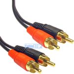 2 RCA to 2 RCA Gold Twin Phono Male Plug Audio Lead Cable 1m 2m 3m 5m 10m 20m