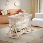 3 In 1 Baby Bedside Crib,6 Height Adjustable Baby Cot Bed W/Mattress and Net UK