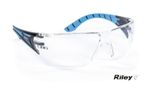 Riley Stream Safety Glasses | Blue Frame Anti-Fog UV400 Industrial Work PPE EN16