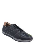 Mens Leather Wide Fit Lace Trainer by Pegasus