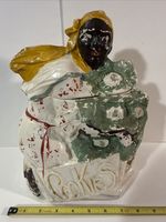 1939 McCoy Cauliflower Lady Cookies Jar Americana Folk Art Cold Painted Woman BA
