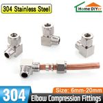 304 Stainless Steel Compression Fittings 90° Elbow Male Coupling Connector