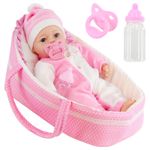 15" Baby Girl Doll with Sounds, Bottle, Dummy, Carry Cot Kids Toy Set BiBi Doll