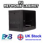 Clearance 9U Black Network Data Cabinet Wall Mount Server Rack Lockable Cabinet