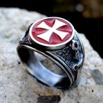 Knights Templar Cross Ring Masonic Freemasonry Silver 925 Red Enamel Handmade