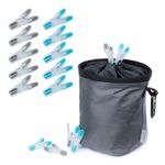 LIVIVO Waterproof Peg Bag with 50 Heavy Duty Clothes Pegs Grey w/ Carabiner Clip