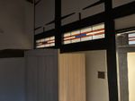 Leaded Stained Glass Rectangle Transom Window Clear Red Blue Arts & Crafts