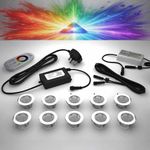 10 X 45mm LED Deck/decking Lights Multicolour RGB Colour Changing Kitchen Plinth