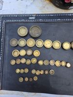 37 VINTAGE & ANTIQUE BRASS VARIOUS STACKING  WEIGHTS  1Ib- 8oz-4oz-2oz-1oz 1/2oz