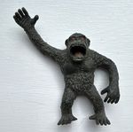 1973 vintage Black Plastic Ape Gorilla Figurine Toy with Red Eyes