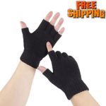 Unisex Fingerless Black magic Half Finger Thermal gloves Mens Womens boys