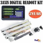 DRO 3 Axis + 3pc Linear Scale 5um Digital Readout Scales full Set for Milling