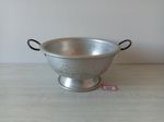 Vintage Footed Aluminium Colander With Two Handles, Retro Strainer #82