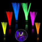 8" GLOW STICKS BRACELETS NECKLACES PARTY FAVORS NEON COLOR + CONNECTORS