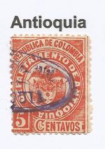 ANTIOQUIA. 1893. 5c Red. SG: 94. Used “Antioquia” Cancel.