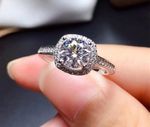 White Moissanite 2.20Ct Round Cut Halo Engagement Ring White Gold Over Size 5.5