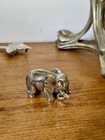 Vintage 925 Silver Elephant Shaped Ornament Figurine With Textured Detailing