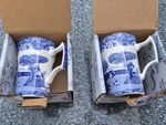 SPODE BLUE ITALIAN DESIGN COTTAGE MUGS X 2, BNIB, NEW IN BOX-more sets available