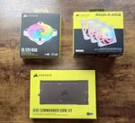 Corsair 120mm reverse blade fans 3 pack + exhaust fan + iCue Commander Core XT