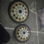 Tiffany  Round Leaded Stained Glass Panels Arts & Crafts Beige/Clear/Black