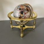 Rotating Gemstone Globe on stand with compass, Mother-Of-Pearl & Semi  Precious 